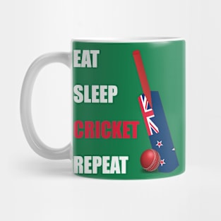 Eat Sleep Cricket Repeat New Zealand Flag Cricket Bat. Mug